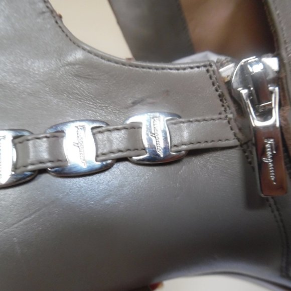 Salvatore Ferragamo Cut Out Ankle Maka Chain Boots - Picture 13 of 14